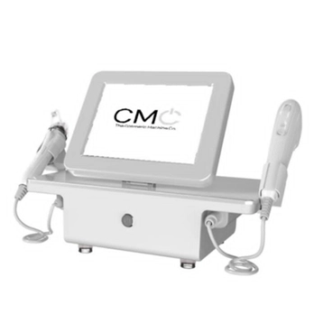 CMC HIFU RF Dual machine side view showing dual handpiece storage