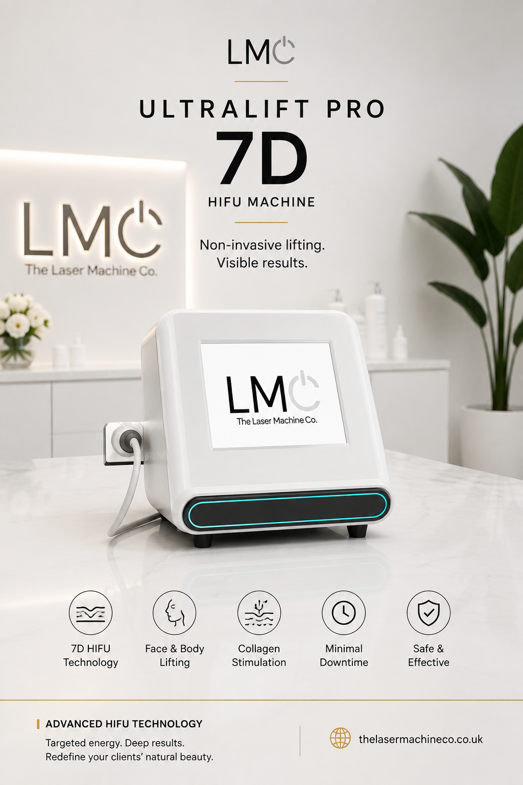 LMC HIFU 7D face and body lift machine with 7 cartridges